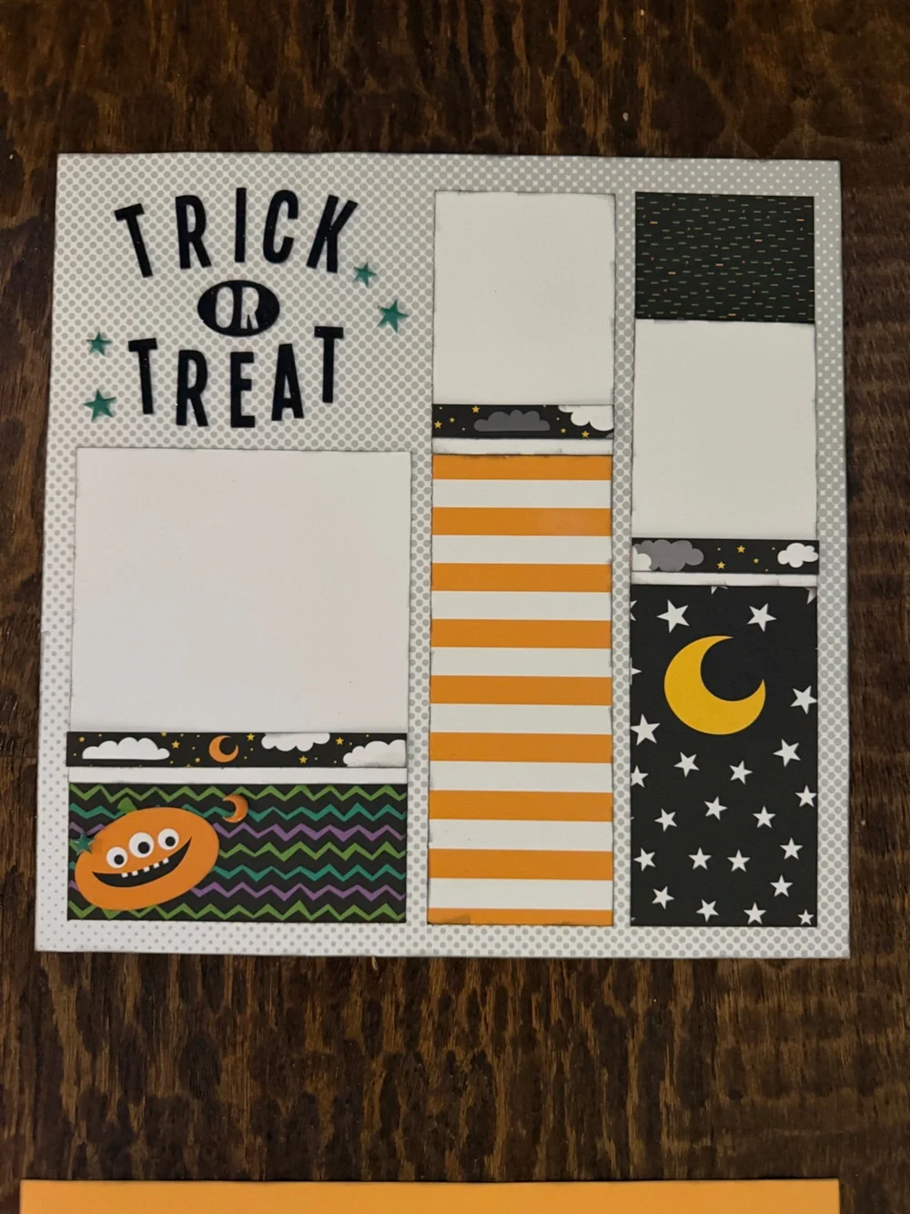 Handmade Halloween 12x12 Premade Scrapbook Page Photo Ready Embellished Set of 4